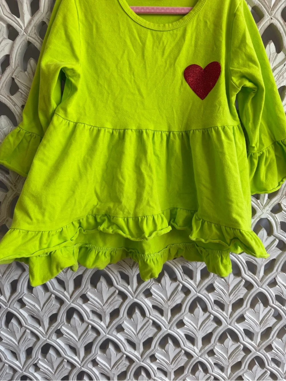Girls Grinch Inspired Christmas Outfit Set 4-5Y Tunic Leggings Scarf